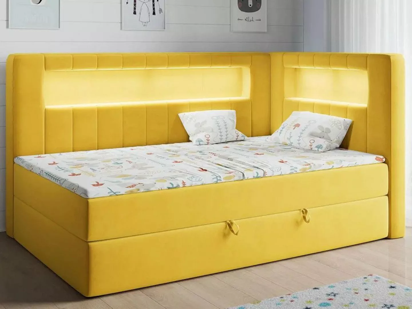 DB-Möbel Kinderbett JUNIOR-BETT Kinderbett mit LED, Matratze Weicher Samtst günstig online kaufen