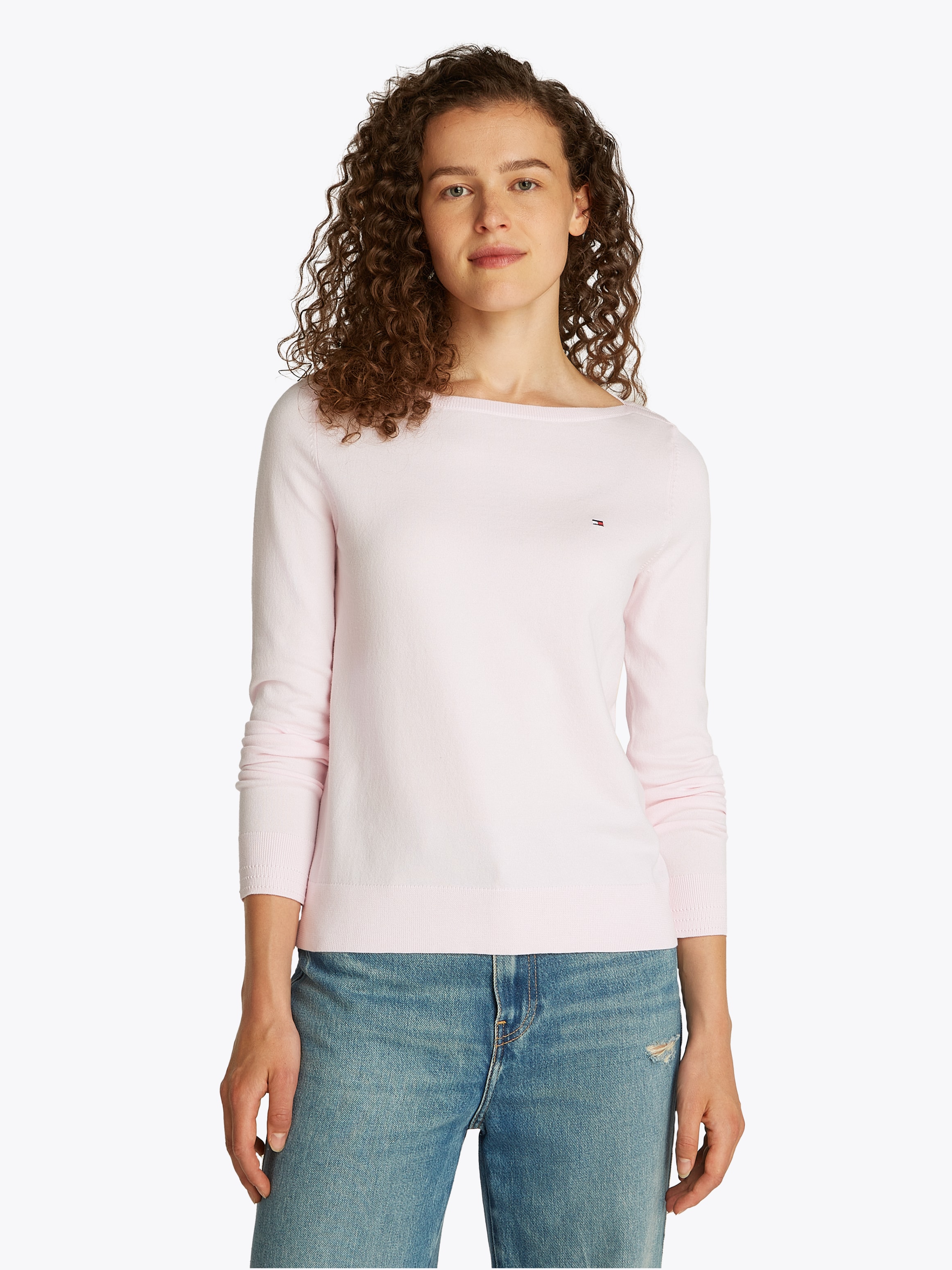 Tommy Hilfiger Strickpullover "CO JERSEY STITCH BOAT-NK SWEATER", mit Tommy günstig online kaufen