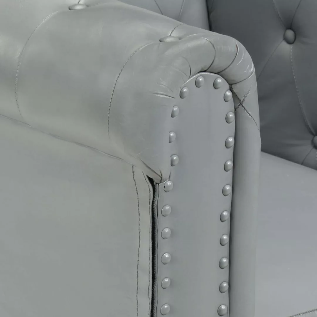 Chesterfield-sofa 2-sitzer Grau Echtleder günstig online kaufen