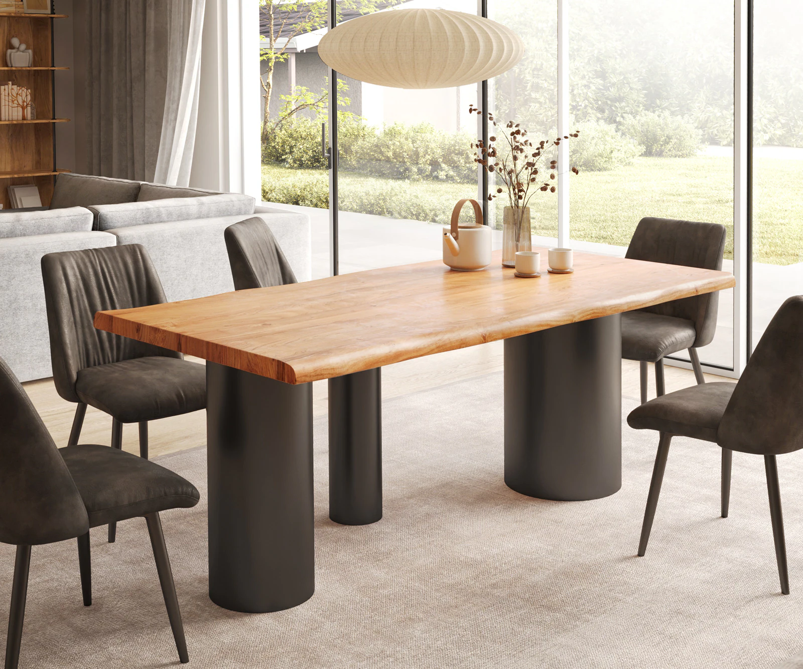 Esstisch Edge 200x100 XL Akazie Natur Troa Metall Schwarz Live-Edge günstig online kaufen
