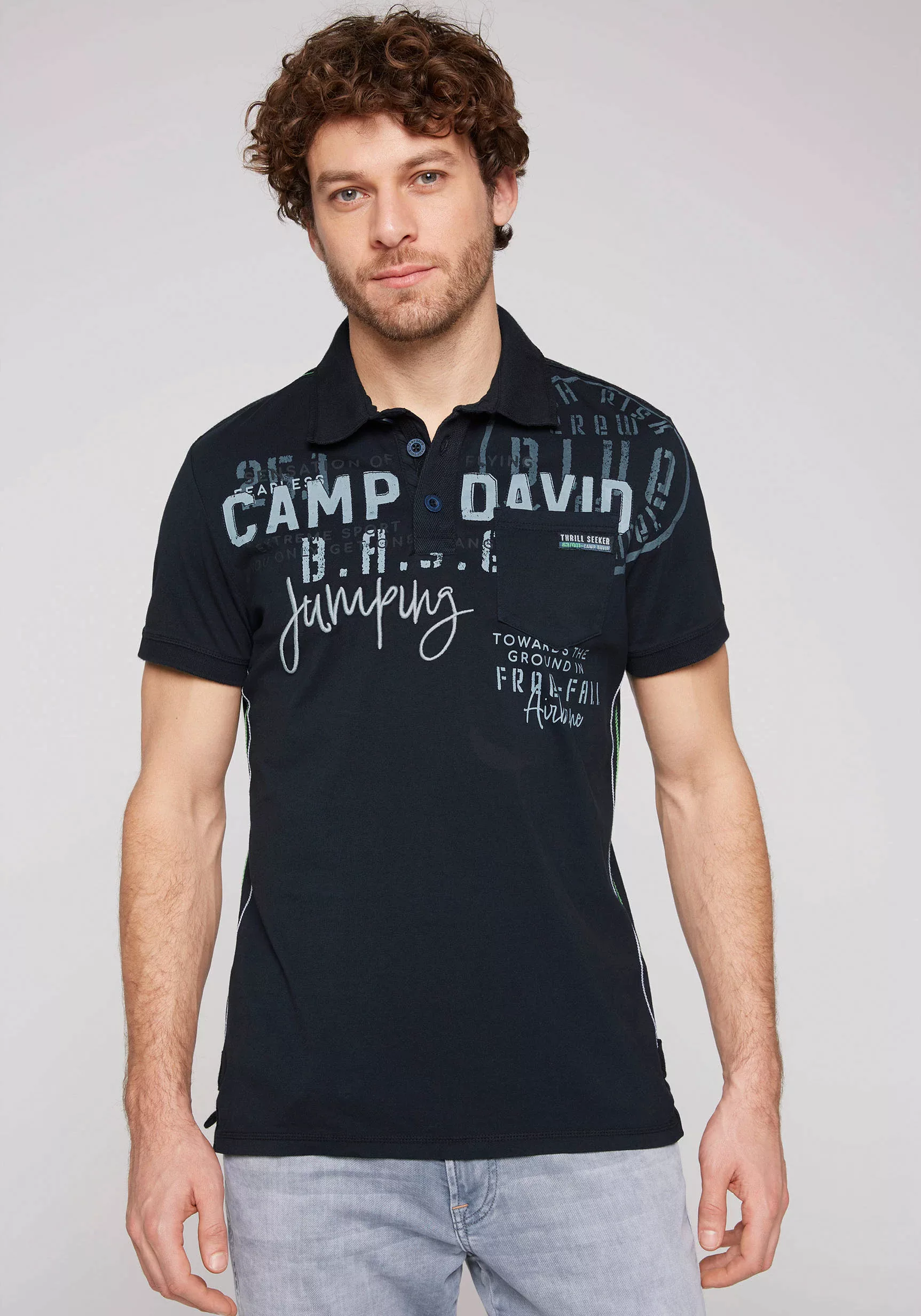 CAMP DAVID Poloshirt, mit Tapes auf den Schultern günstig online kaufen