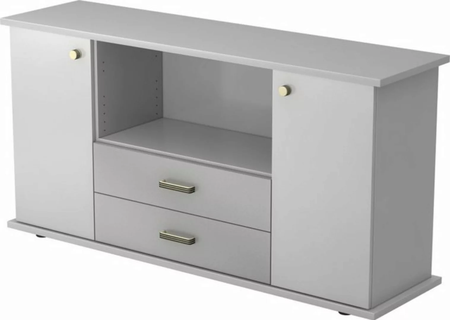 Aktenschrank Sideboard SB 2OH 2 Schübe BxTxH 166,1x44,8x84cm Griff SG Grau/ günstig online kaufen