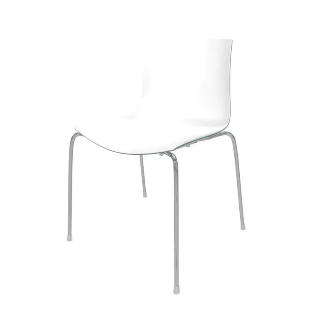 Arper - Catifa 46 0251 Stuhl zweifarbig Gestell Chrom - weiß/petrol/Außensc günstig online kaufen