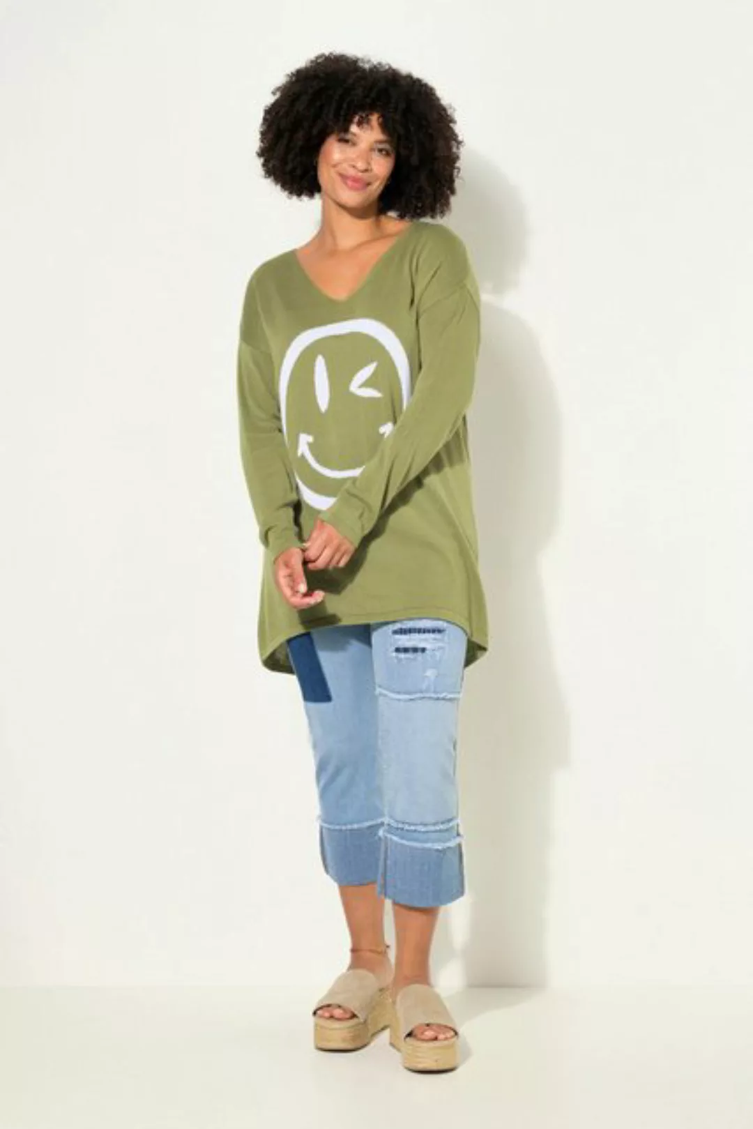 Angel of Style Strickpullover Pullover oversized Smiley V-Ausschnitt Langar günstig online kaufen