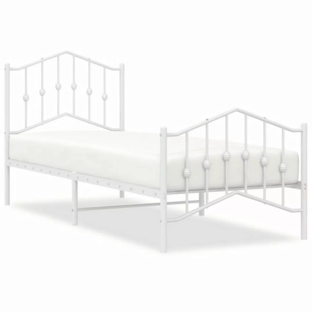 furnicato Bett Bettgestell mit Kopf- und Fußteil Metall Weiß 90x190 cm günstig online kaufen