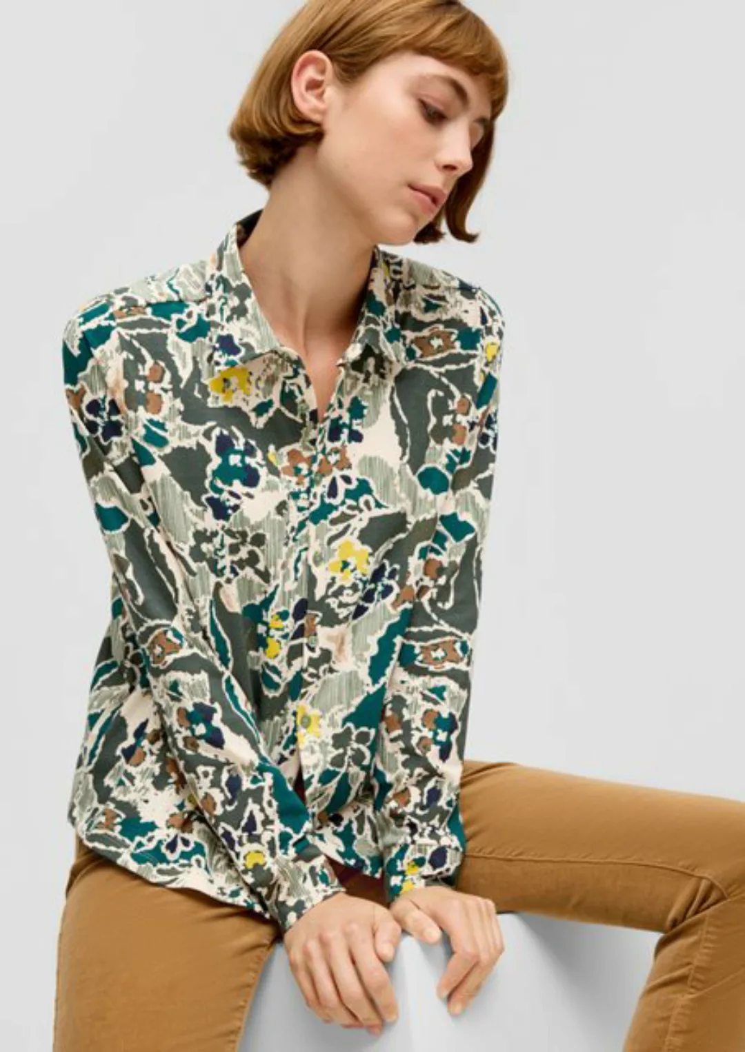 s.Oliver Langarmshirt Bluse aus Baumwollstretch günstig online kaufen