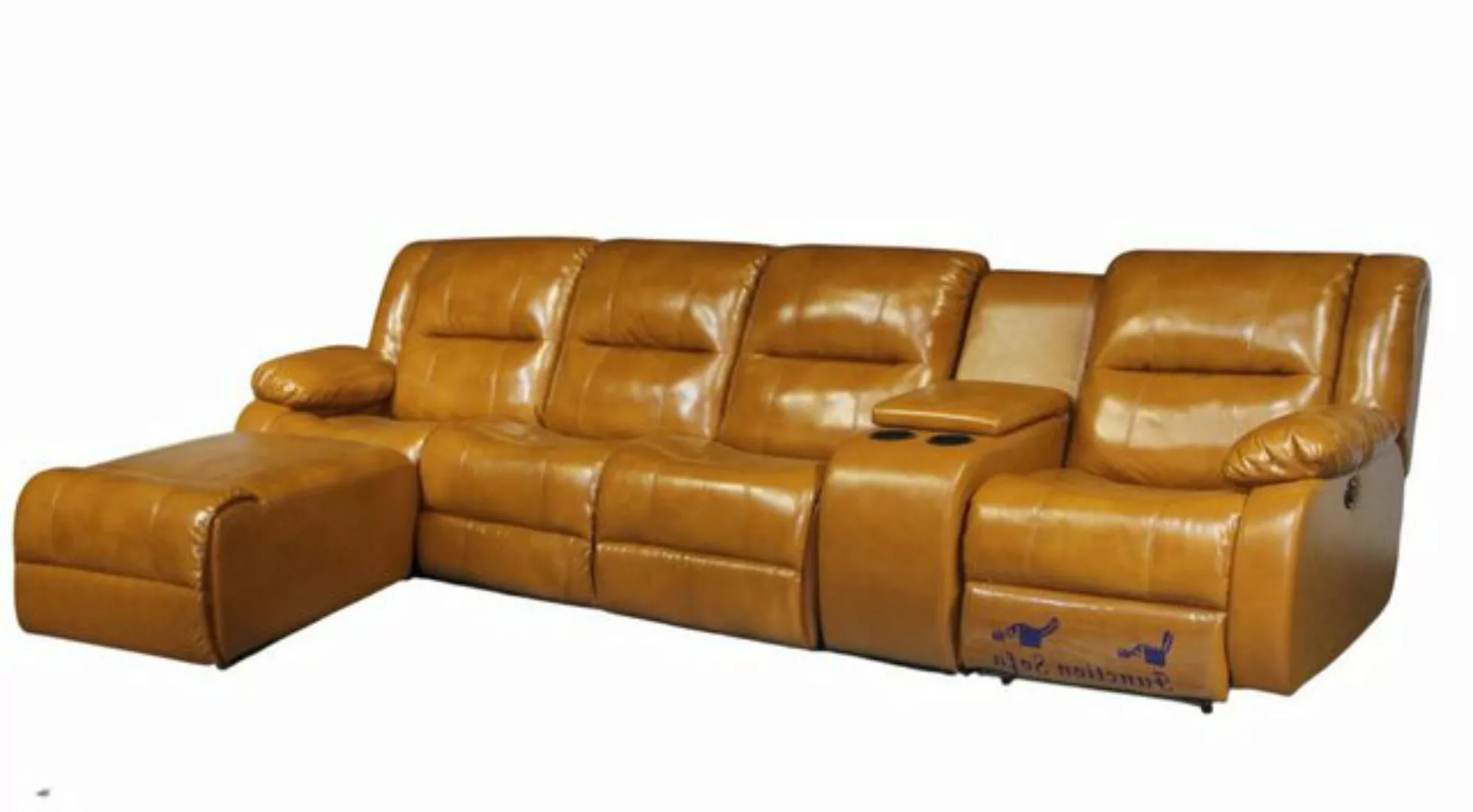 Xlmoebel Sofa Neu Braunes Kunstleder-Sofa mit vier Sitzplätzen und Polsteru günstig online kaufen