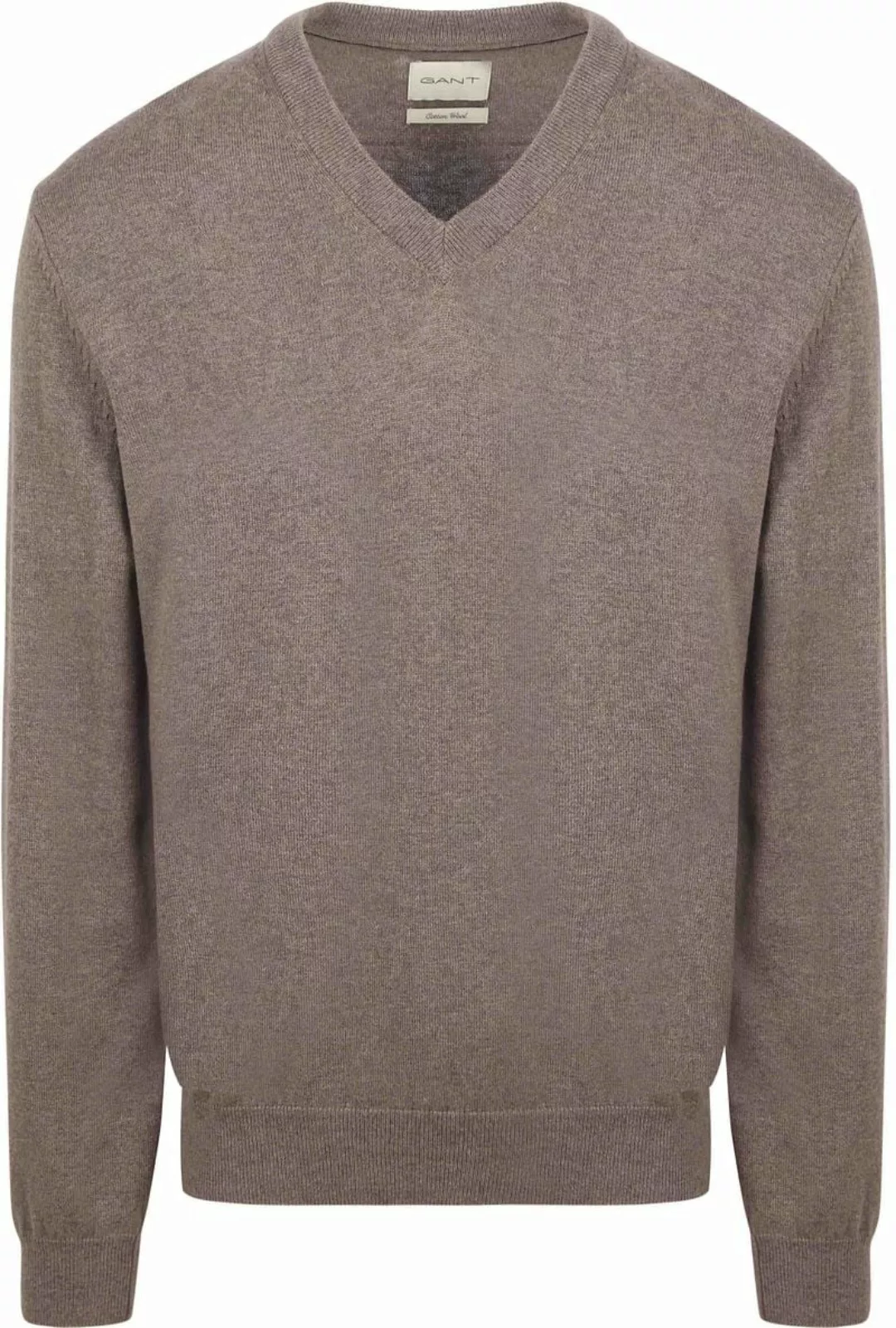 Gant Pullover V-Neck Hazelnut Melange - Größe L günstig online kaufen