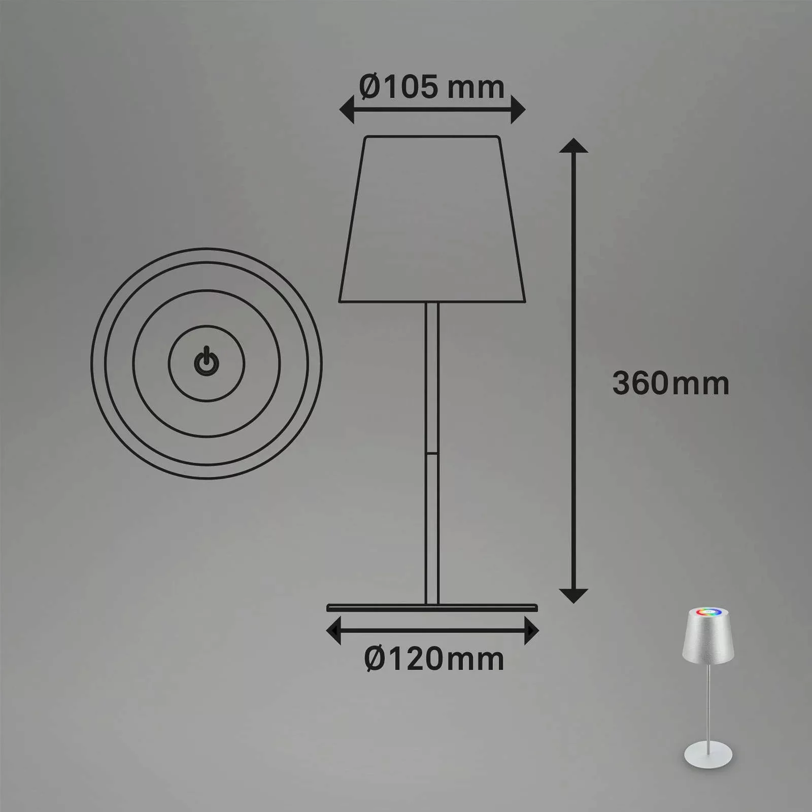 LED-Akku-Tischlampe 7507015 chrom matt RGBW IP44 Touchdimmer günstig online kaufen