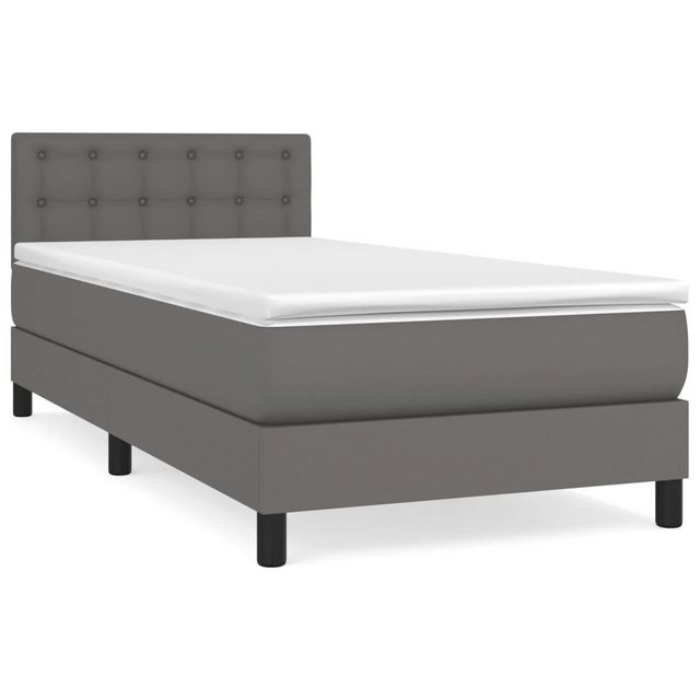 vidaXL Bett Boxspringbett mit Matratze Grau 80x200 cm Kunstleder günstig online kaufen