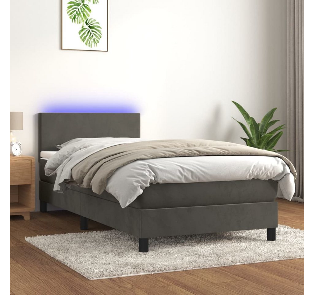 vidaXL Boxspringbett Bett Boxspringbett mit Matratze & LED Samt (90 x 190 c günstig online kaufen