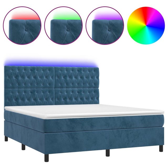 vidaXL Boxspringbett Boxspringbett mit Matratze & LED Samt (160 x 200 cm, B günstig online kaufen