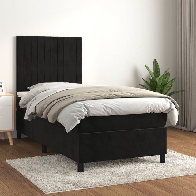 vidaXL Bett Boxspringbett mit Matratze Schwarz 90x200 cm Samt günstig online kaufen