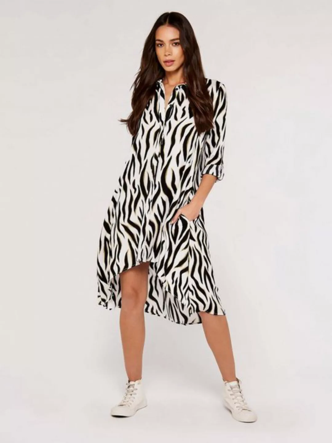 Apricot Sommerkleid mit Zebra-Muster, ohne Details günstig online kaufen