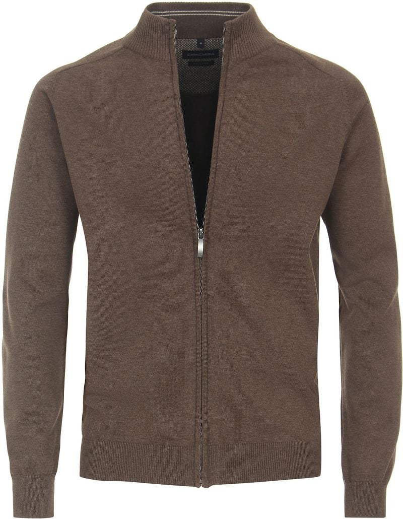 Casa Moda Strickjacke Zip Petrol Braun - Größe XXL günstig online kaufen