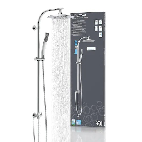 Eisl Duschset Stiloval Duschsäule mit Regendusche und Handbrause Chrom günstig online kaufen