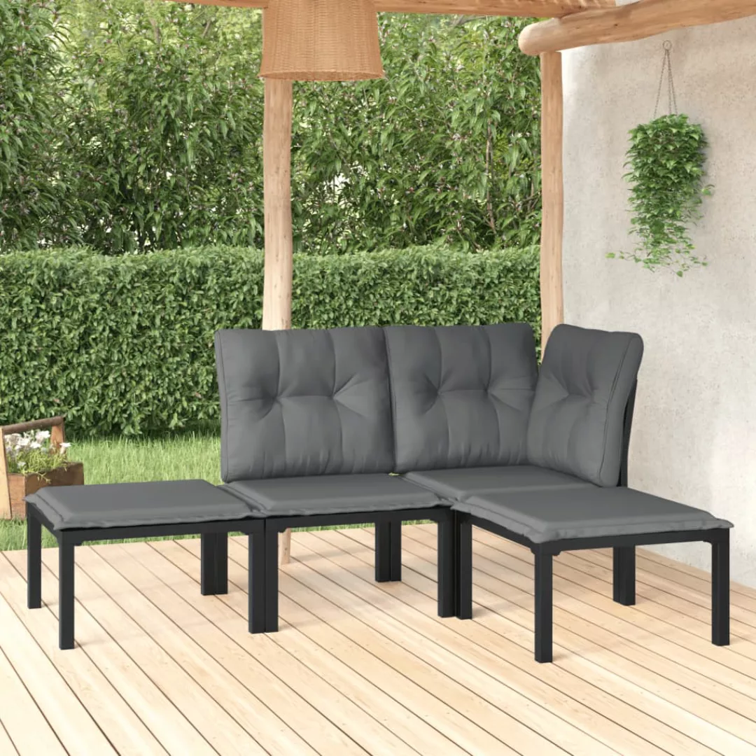 Vidaxl 4-tlg. Garten-lounge-set Schwarz Und Grau Poly Rattan günstig online kaufen