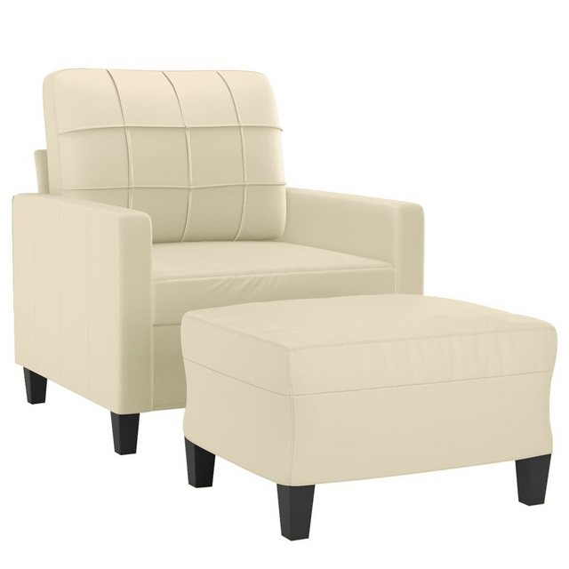 vidaXL Sofa Sessel mit Hocker Creme 60 cm Kunstleder günstig online kaufen