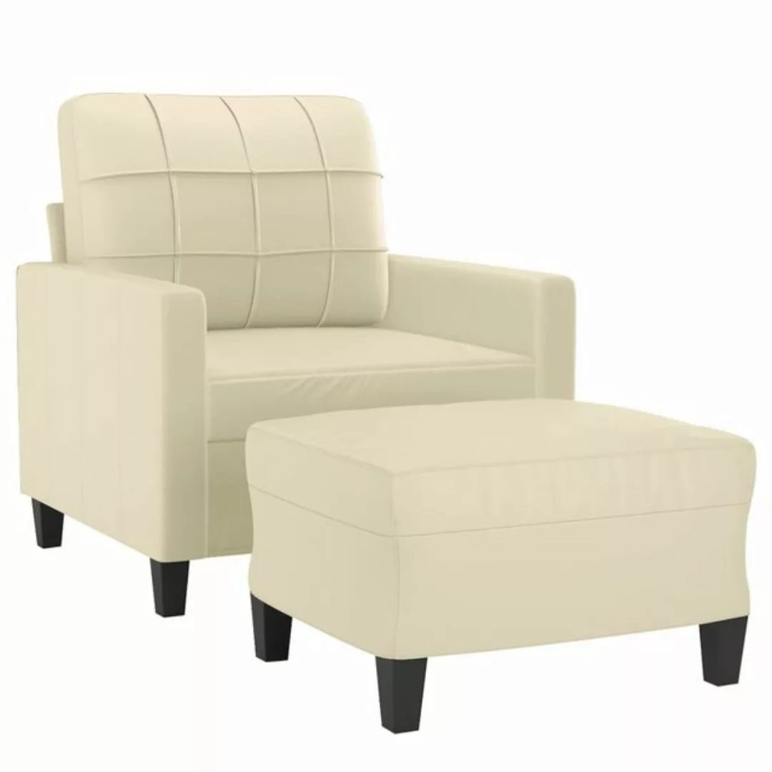 vidaXL Sofa Sessel mit Hocker Creme 60 cm Kunstleder günstig online kaufen