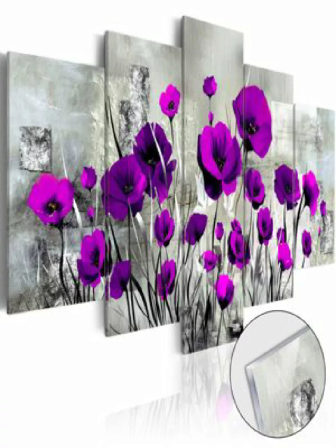artgeist Acrylglasbild Meadow: Purple Poppies [Glass] mehrfarbig Gr. 100 x günstig online kaufen