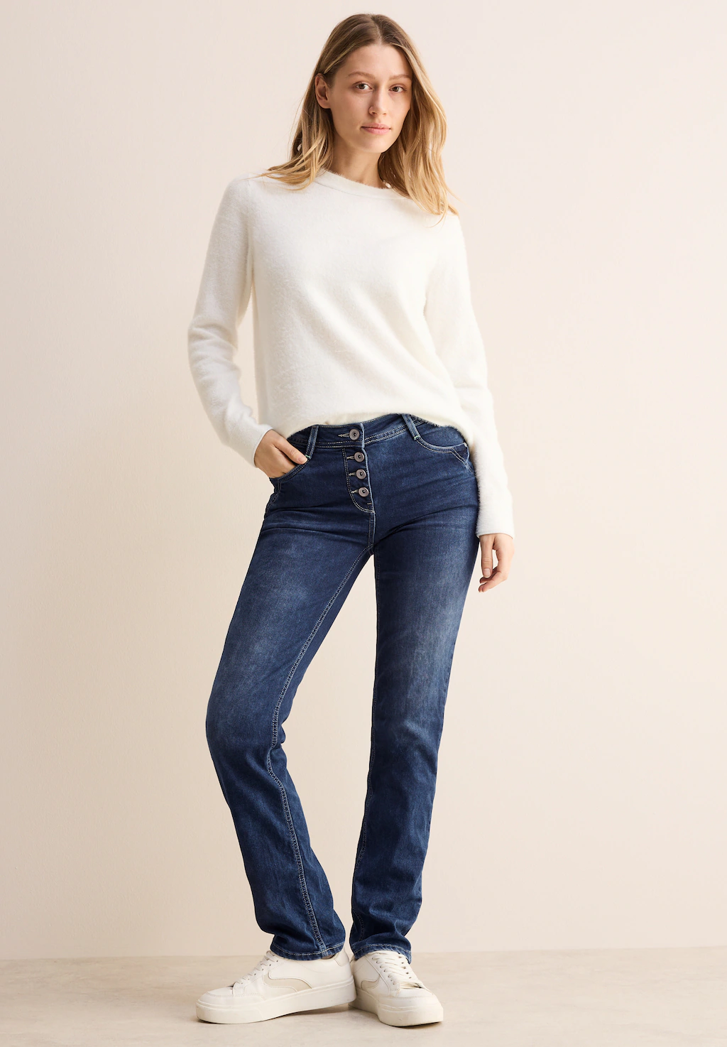 Cecil Straight-Jeans, mit Knopfleiste günstig online kaufen