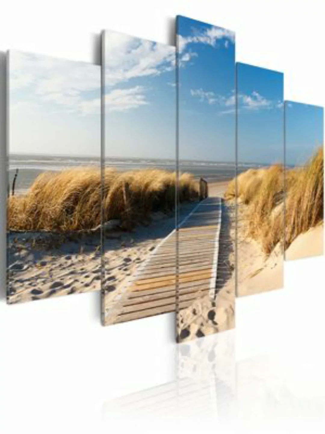 artgeist Wandbild Wilder Strand - 5 Teile beige/blau Gr. 200 x 100 günstig online kaufen