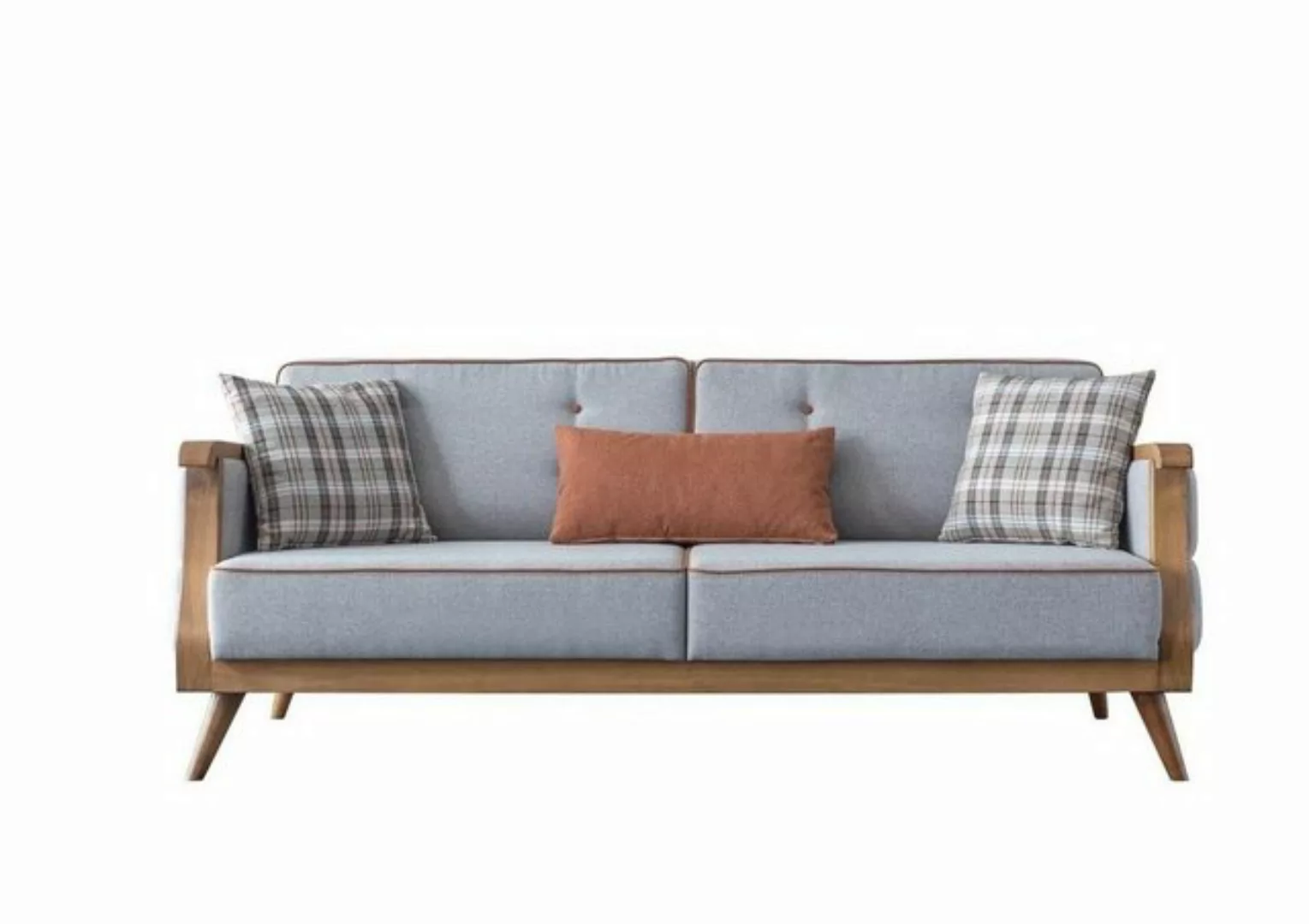 JVmoebel 3-Sitzer Blaues Sofa Wohnzimmer Dreisitzer Polster Möbel Holzgeste günstig online kaufen