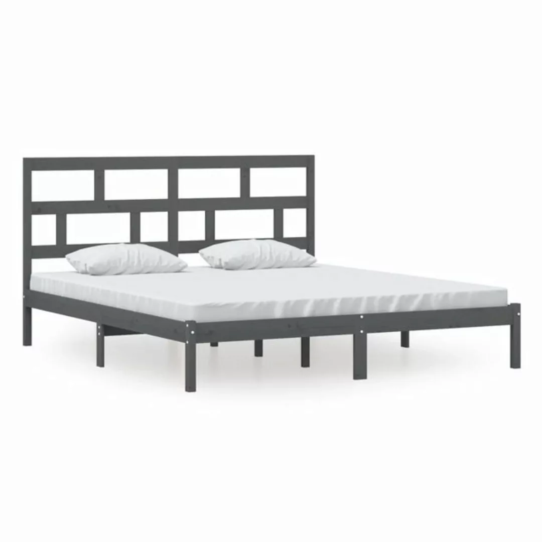 vidaXL Bettgestell Massivholzbett Grau 180x200 cm 6FT Super King Doppelbett günstig online kaufen