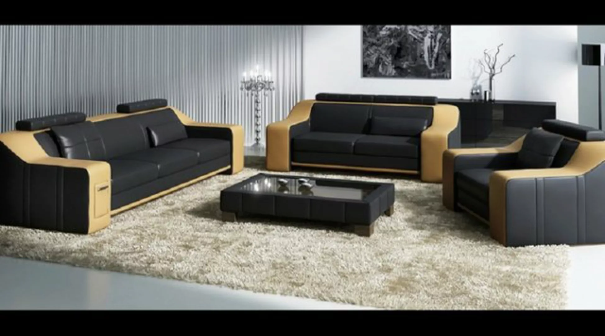 JVmoebel Sofa Ledersofa Couch Wohnlandschaft 3+2+1 Sitzer Modern Sofa neu, günstig online kaufen