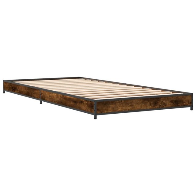 vidaXL Bett Bettgestell Räuchereiche 90x200 cm Holzwerkstoff und Metall günstig online kaufen