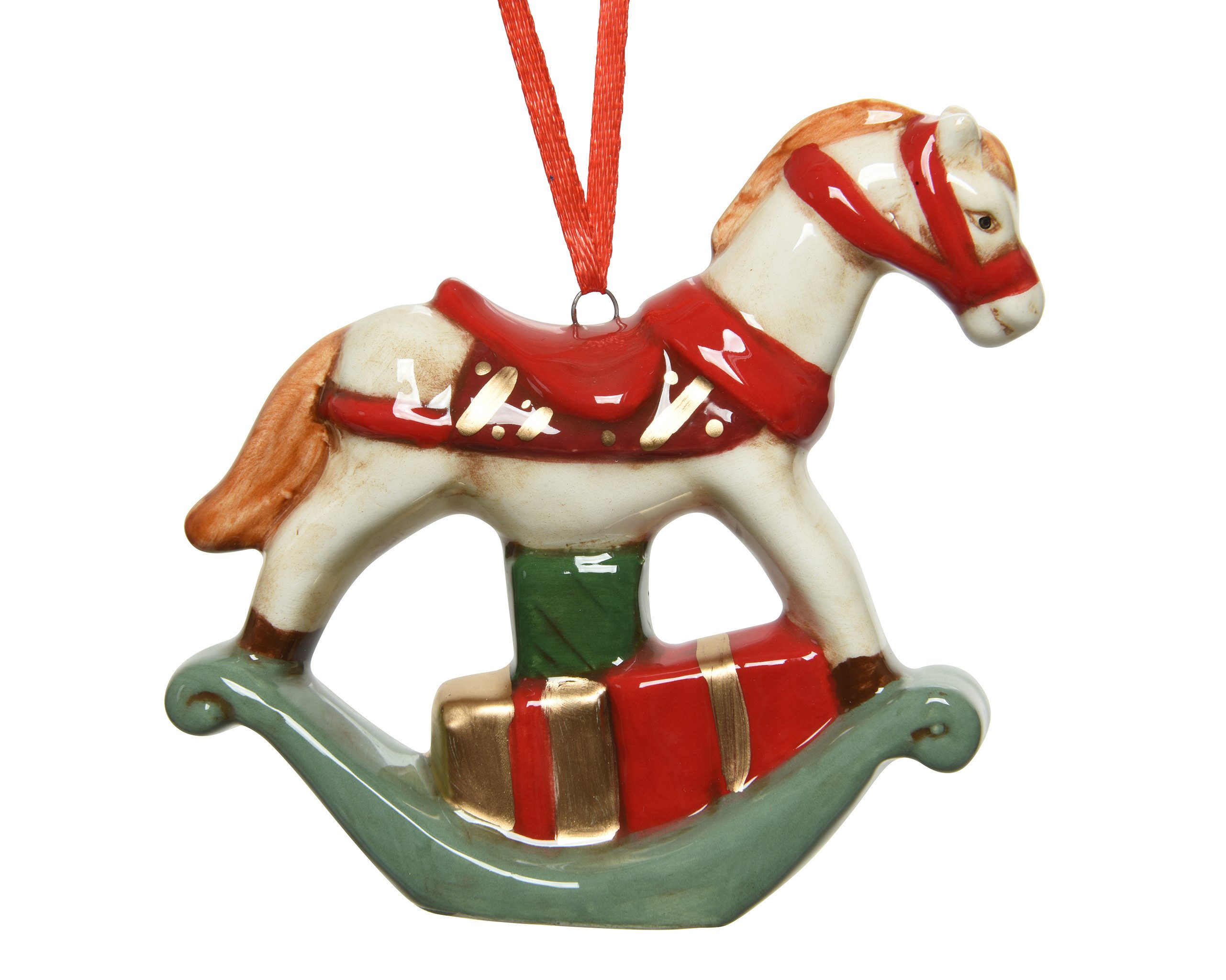 Kaemingk Christbaumschmuck, Christbaumschmuck Schaukelpferd Keramik 8cm günstig online kaufen