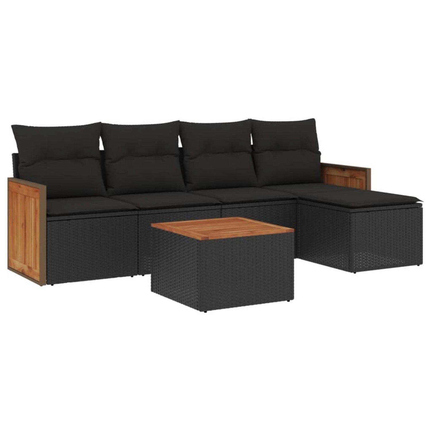 vidaXL 6-tlg Garten-Sofagarnitur mit Kissen Schwarz Poly Rattan Modell 133 günstig online kaufen