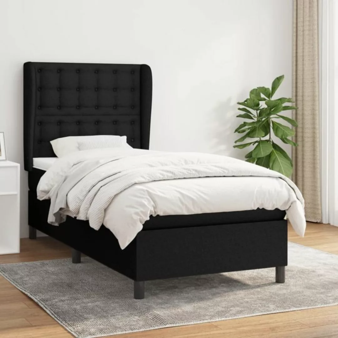 vidaXL Bett Boxspringbett mit Matratze Schwarz 90x190 cm Stoff günstig online kaufen