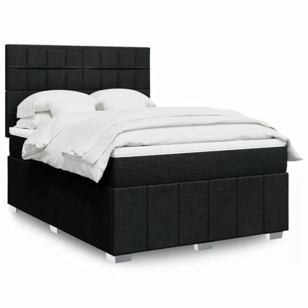 vidaXL Boxspringbett, Boxspringbett mit Matratze Schwarz 140x200 cm Stoff günstig online kaufen