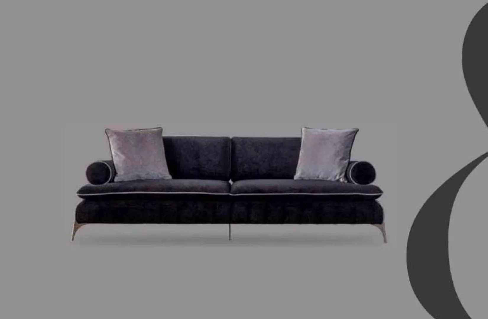 JVmoebel Sofa Sofa 4 Sitzer Sofas Schwarz Stoff Wohnzimmer Luxus Modern, 1 günstig online kaufen