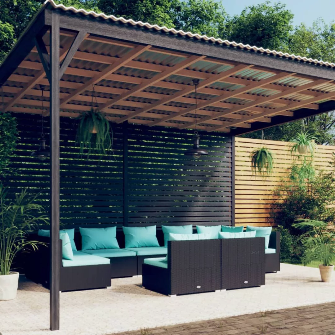 Vidaxl 9-tlg. Garten-lounge-set Mit Kissen Schwarz Poly Rattan günstig online kaufen