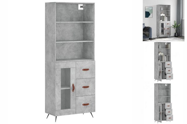 vidaXL Vitrine Highboard Betongrau 69,5x34x180 cm Spanplatte Glas Vitrine günstig online kaufen