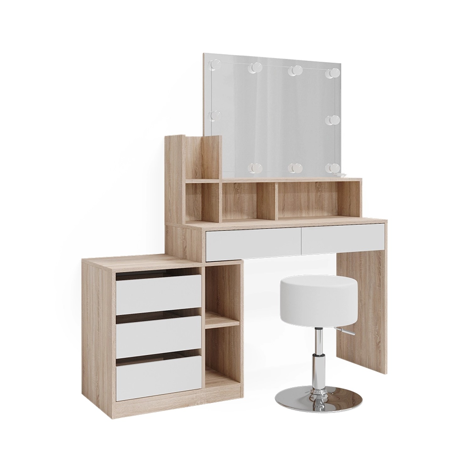 Vicco Schminktisch Anja, Weiß/Sonoma, 139.8 cm günstig online kaufen