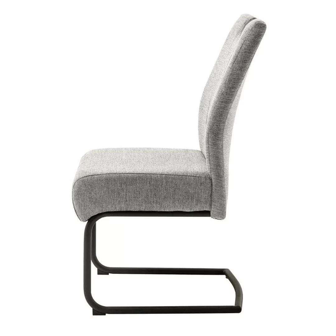 Freischwinger Stühle mit hoher Lehne Grau Chenillegewebe (2er Set) günstig online kaufen