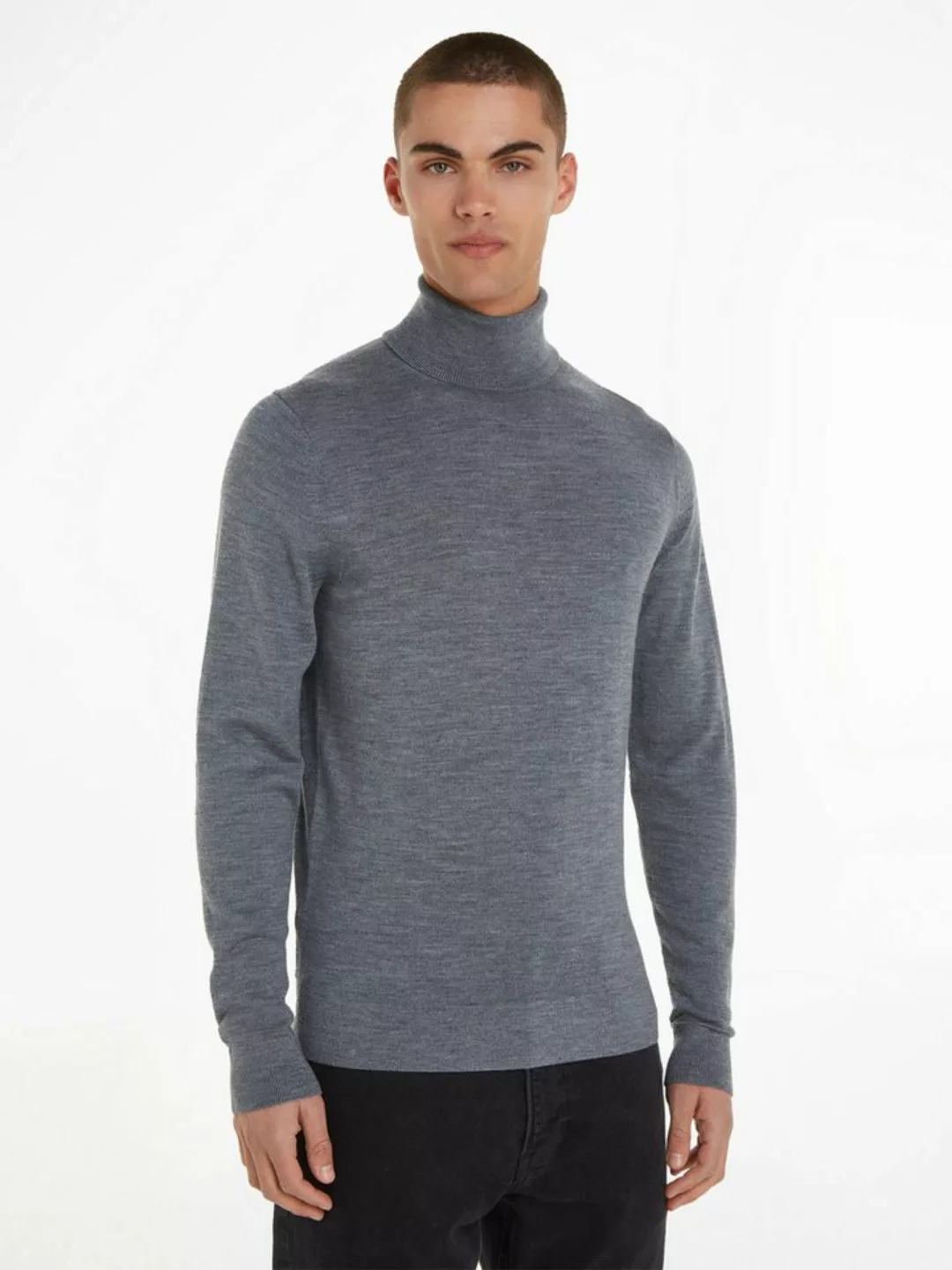 Calvin Klein Rollkragenpullover SUPERIOR WOOL TURTLE NECK mit Logostickerei günstig online kaufen