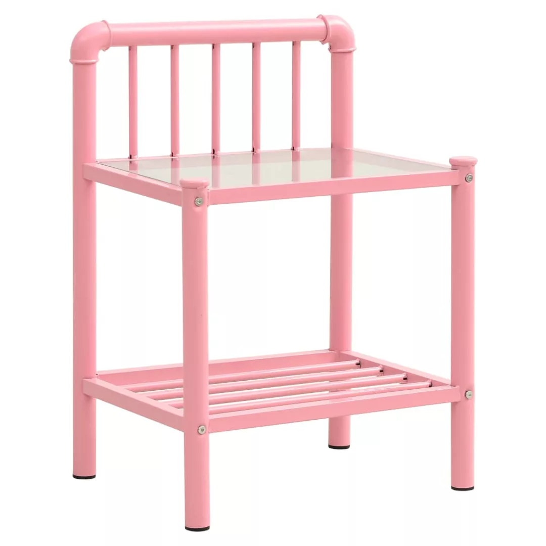 Nachttisch Rosa Transparent 45x34,5x62,5 Cm Metall Und Glas günstig online kaufen