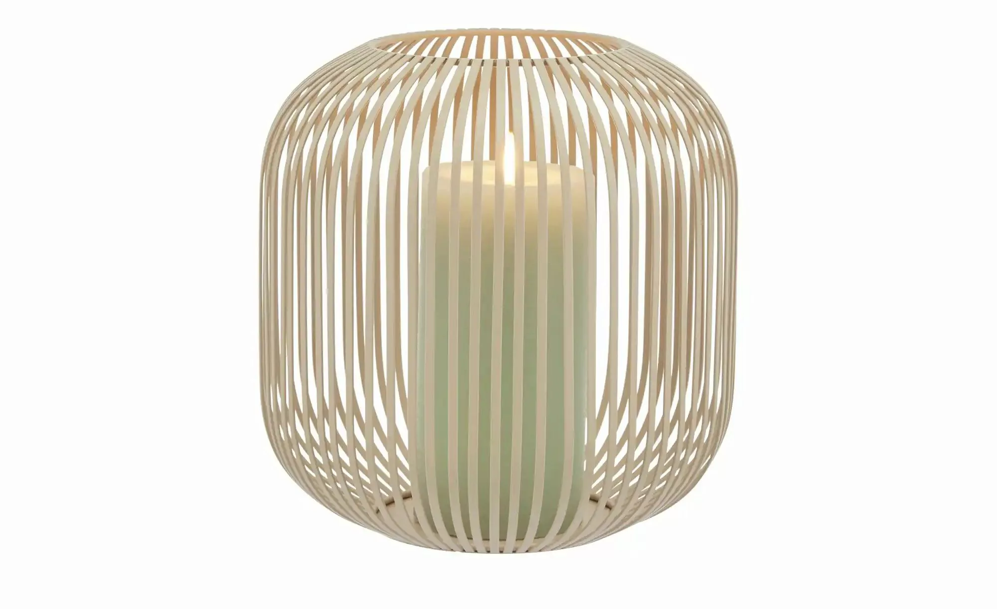 HOME STORY Windlicht ¦ beige ¦ Metall ¦ Maße (cm): H: 27,5  Ø: 27 Accessoir günstig online kaufen