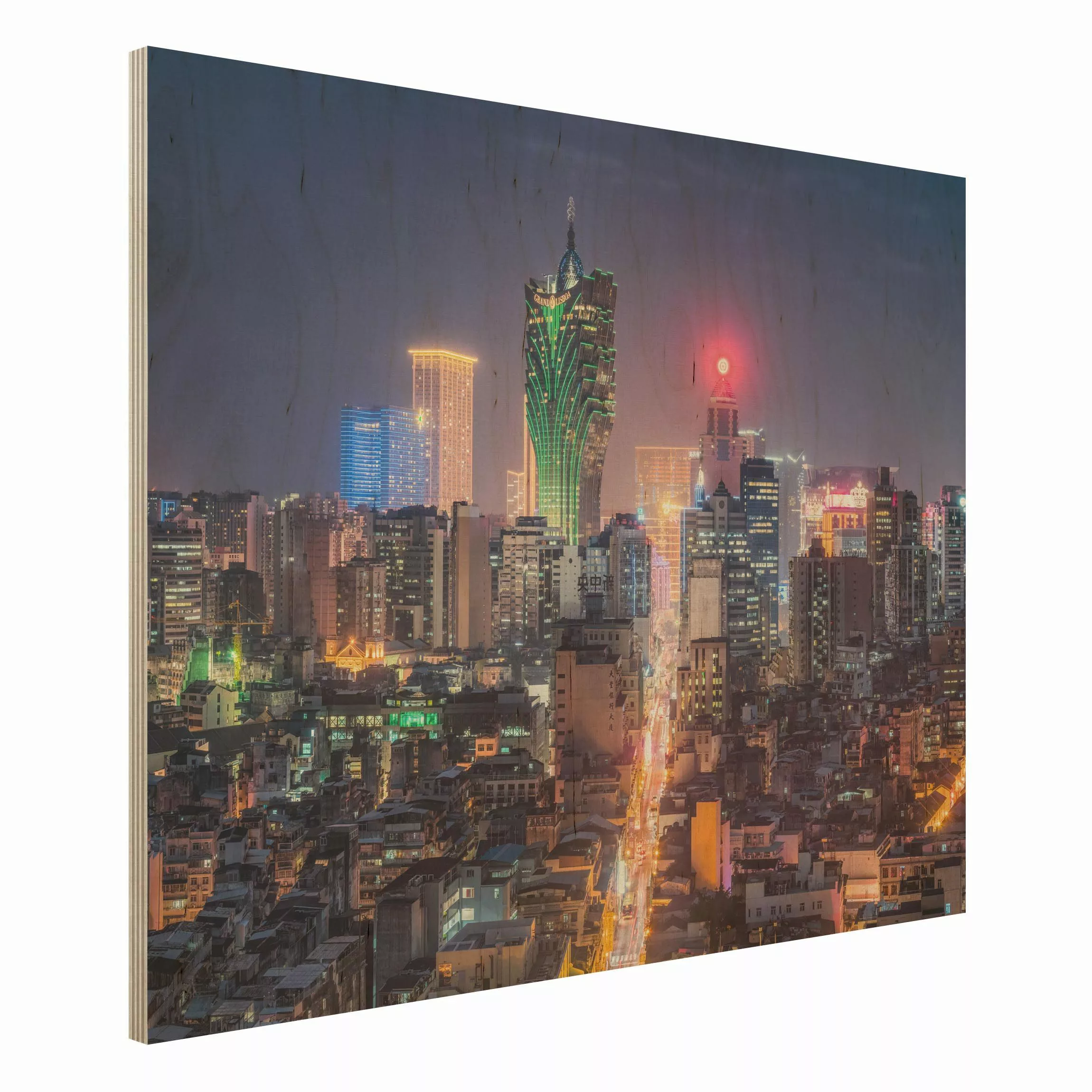 Holzbild Nachtlichter von Macau günstig online kaufen