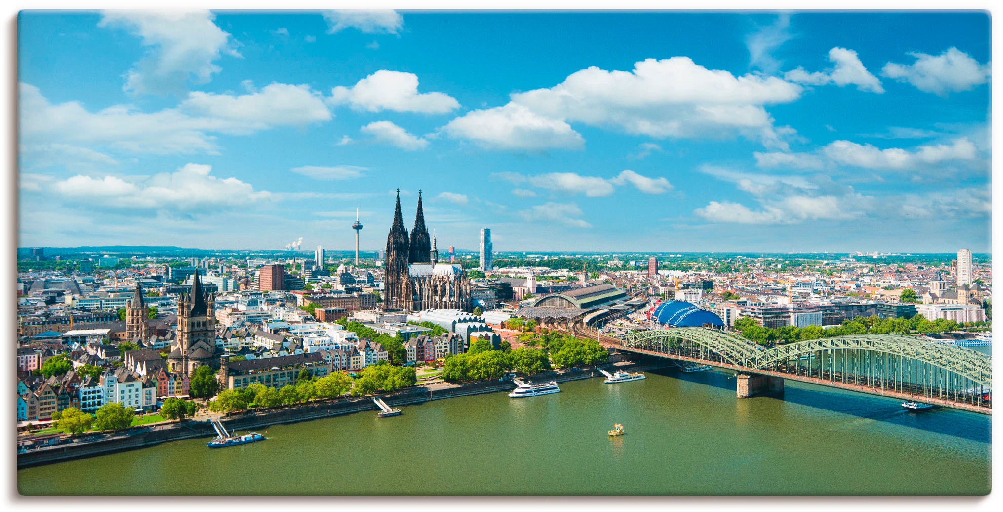 Artland Leinwandbild »Köln Rheinpanorama«, Deutschland, (1 St.), auf Keilra günstig online kaufen