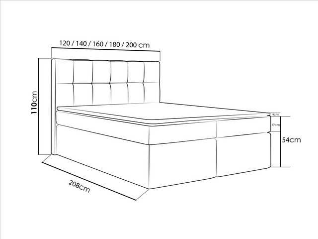 WFL GROUP Boxspringbett mit Topper ARTENO, Samt Doppelbett mit Bettkasten günstig online kaufen