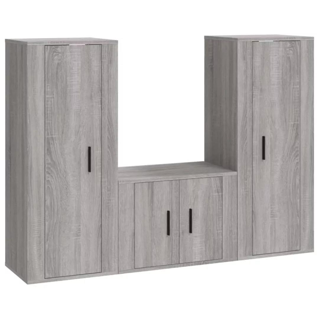 Vidaxl 3-tlg. Tv-schrank-set Grau Sonoma Holzwerkstoff günstig online kaufen