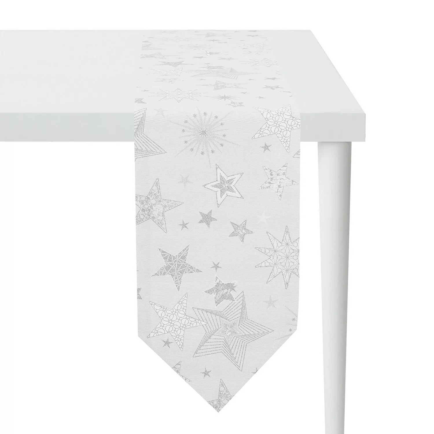 home24 Apelt Tischband 1503 Weiß/Silber Mischgewebe 24x175 cm (BxT) günstig online kaufen