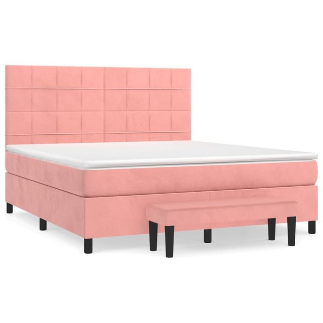 vidaXL Boxspringbett Boxspringbett mit Matratze Rosa 160x200 cm Samt Bett B günstig online kaufen