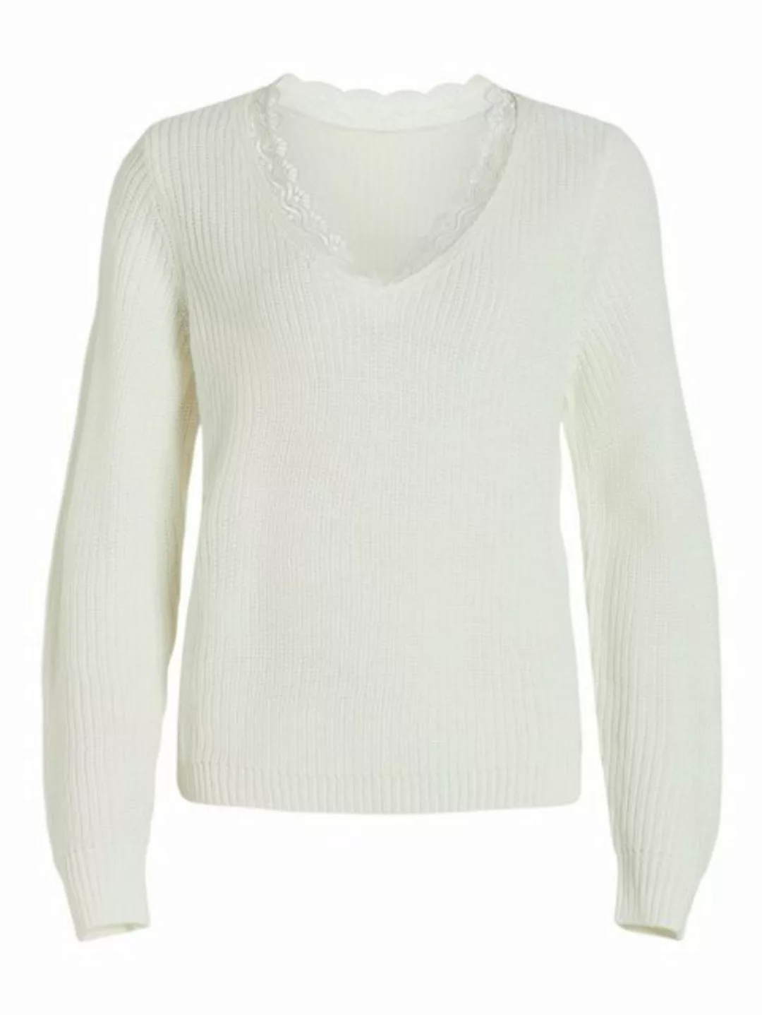 Vila V-Ausschnitt-Pullover VILOU REV V-NECK L/S LACE KNIT TOP -NOOS günstig online kaufen