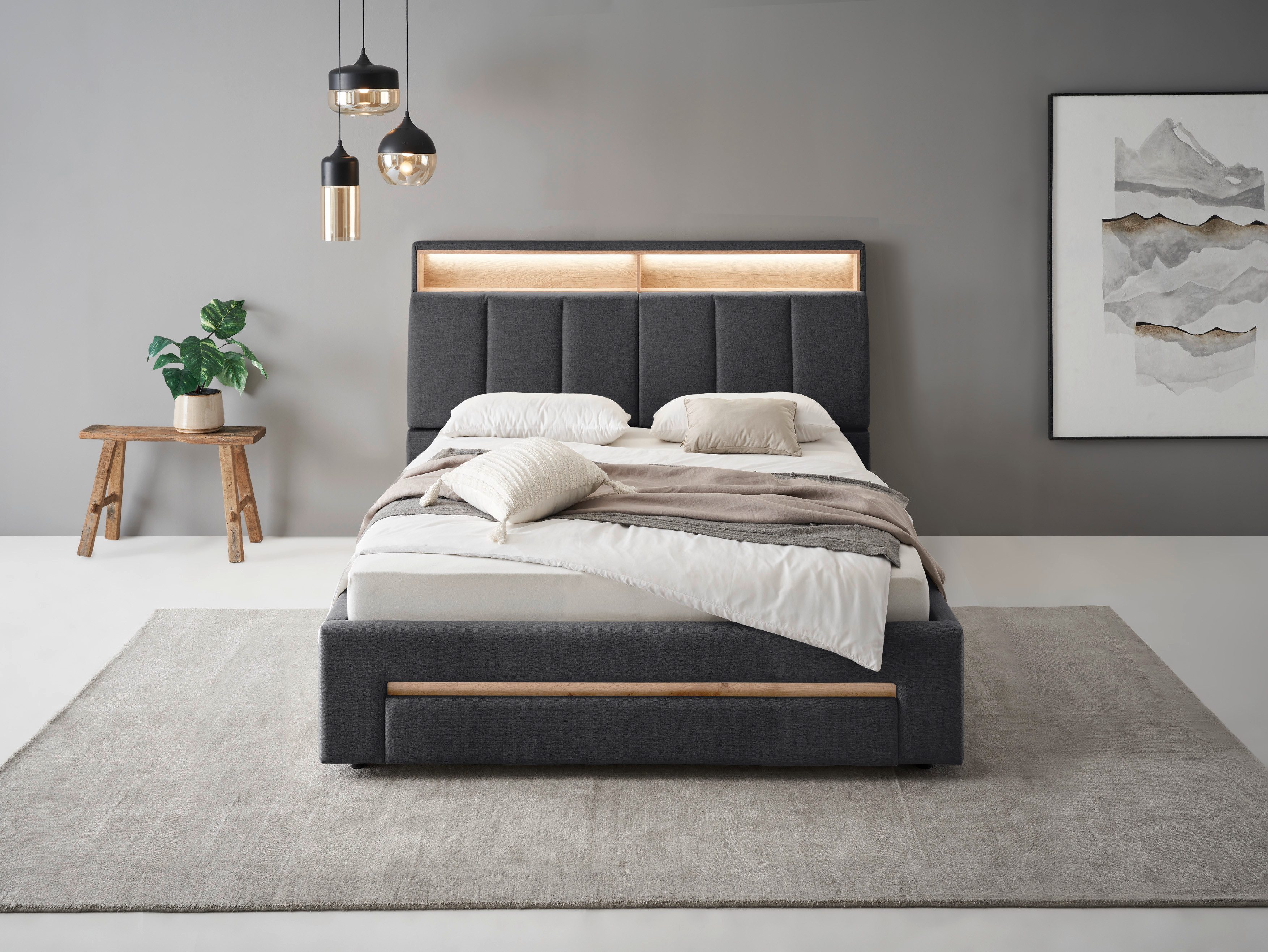INOSIGN Polsterbett "CiTY/GiRON, gepolstertes Stauraumbett, mit LED Beleuch günstig online kaufen